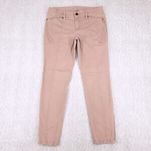 WHBM The Skimmer Pants Womens 6 Mauve Silver Stitching Velvet Trim Modern Chic